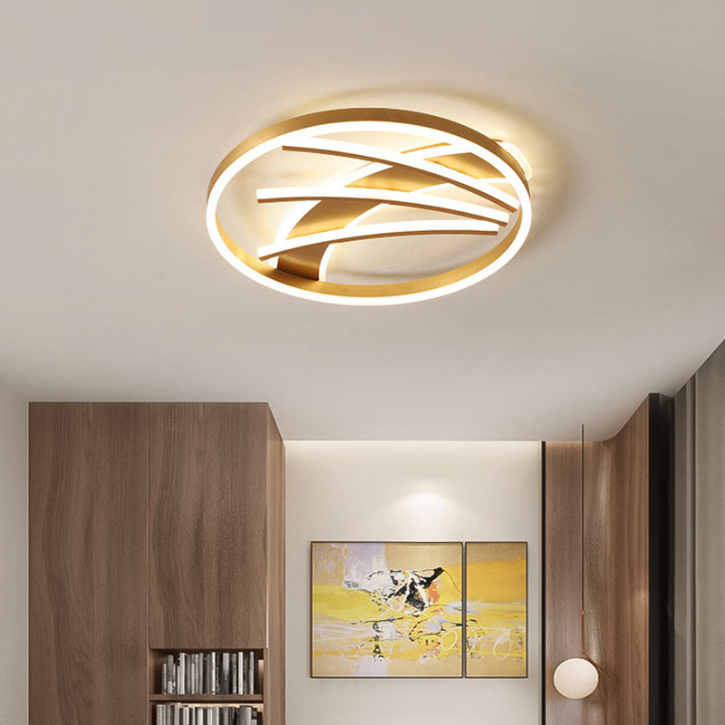 Postmodern Ring Ceiling Light Fixture Acrylic Bedroom LED Flush Mount Lighting in Gold, Warm Light/White Light/Remote Control Stepless Dimming Clearhalo 'Ceiling Lights' 'Close To Ceiling Lights' 'Close to ceiling' 'Flush mount' Lighting' 292163