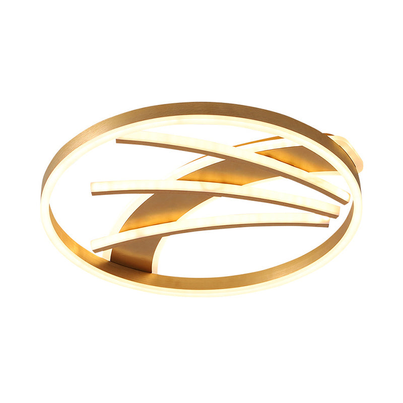 Postmodern Ring Ceiling Light Fixture Acrylic Bedroom LED Flush Mount Lighting in Gold, Warm Light/White Light/Remote Control Stepless Dimming Clearhalo 'Ceiling Lights' 'Close To Ceiling Lights' 'Close to ceiling' 'Flush mount' Lighting' 292164