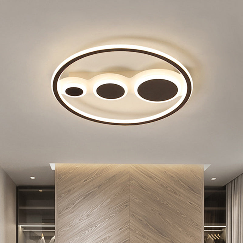 Coffee Round Ceiling Mounted Light Contemporary Acrylic 18.5"/23" Wide LED Flush Light, Warm Light/White Light/Remote Control Stepless Dimming Coffee Clearhalo 'Ceiling Lights' 'Close To Ceiling Lights' 'Close to ceiling' 'Flush mount' Lighting' 292188