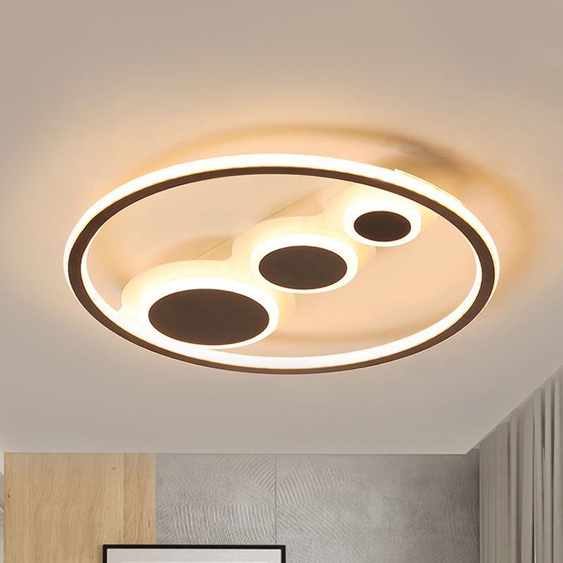Coffee Round Ceiling Mounted Light Contemporary Acrylic 18.5"/23" Wide LED Flush Light, Warm Light/White Light/Remote Control Stepless Dimming Clearhalo 'Ceiling Lights' 'Close To Ceiling Lights' 'Close to ceiling' 'Flush mount' Lighting' 292189