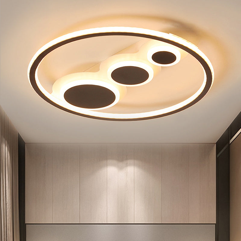 Coffee Round Ceiling Mounted Light Contemporary Acrylic 18.5"/23" Wide LED Flush Light, Warm Light/White Light/Remote Control Stepless Dimming Clearhalo 'Ceiling Lights' 'Close To Ceiling Lights' 'Close to ceiling' 'Flush mount' Lighting' 292190