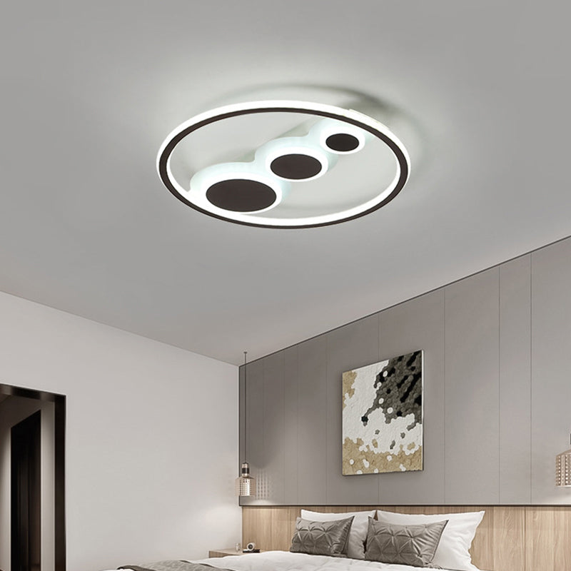 Coffee Round Ceiling Mounted Light Contemporary Acrylic 18.5"/23" Wide LED Flush Light, Warm Light/White Light/Remote Control Stepless Dimming Coffee White Clearhalo 'Ceiling Lights' 'Close To Ceiling Lights' 'Close to ceiling' 'Flush mount' Lighting' 292191