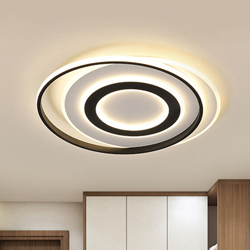 18"/21.5" Wide Black-White Circle Ceiling Light Modern Acrylic LED Flush Light Fixture in Warm/White Light Clearhalo 'Ceiling Lights' 'Close To Ceiling Lights' 'Close to ceiling' 'Flush mount' Lighting' 292205