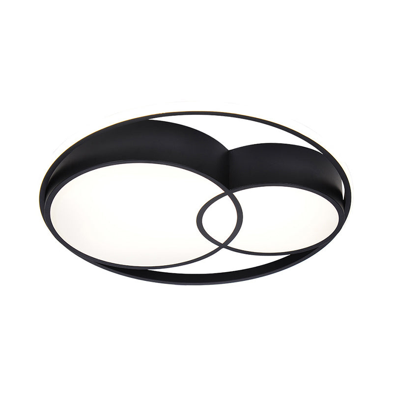 2-Drum Acrylic LED Flush Mount Light Nordic Style Black Ceiling Light Fixture in Warm/White/3 Color Light Clearhalo 'Ceiling Lights' 'Close To Ceiling Lights' 'Close to ceiling' 'Flush mount' Lighting' 292223