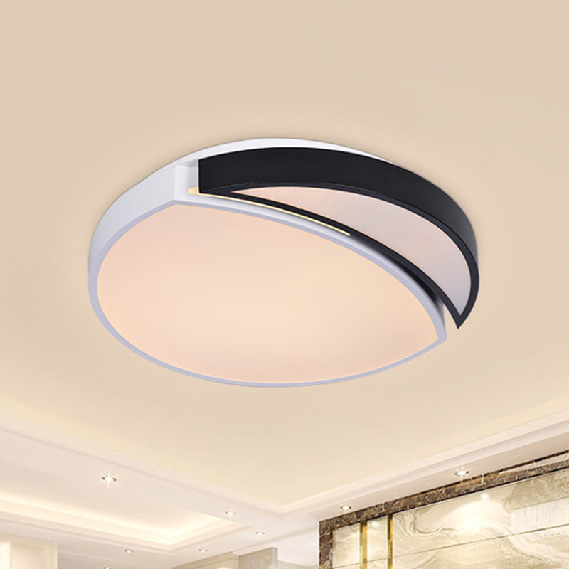 LED Round Ceiling Flush Light Modernist Acrylic Black and White Flushmount Lighting in Warm/White/3 Color Light Black-White Warm Clearhalo 'Ceiling Lights' 'Close To Ceiling Lights' 'Close to ceiling' 'Flush mount' Lighting' 292234