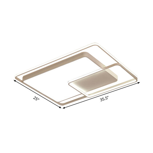 16"/19"/35.5" W White Rectangle Ceiling Light High Penetrated Acrylic LED Modern Flushmount in Warm/White/3 Color Light Clearhalo 'Ceiling Lights' 'Close To Ceiling Lights' 'Close to ceiling' 'Flush mount' Lighting' 292291