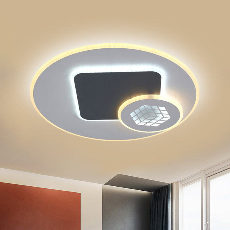 LED Kid's Room Layered Flush Lamp Modernist Acrylic Grey and White Ceiling Light with Magic Cube Pattern Clearhalo 'Ceiling Lights' 'Close To Ceiling Lights' 'Close to ceiling' 'Flush mount' Lighting' 292327