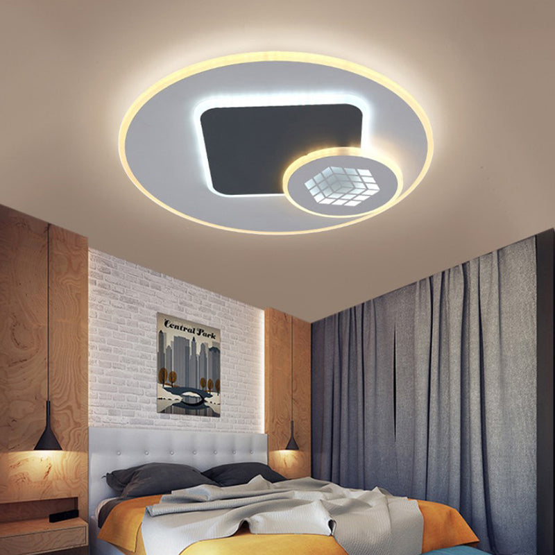 LED Kid's Room Layered Flush Lamp Modernist Acrylic Grey and White Ceiling Light with Magic Cube Pattern Clearhalo 'Ceiling Lights' 'Close To Ceiling Lights' 'Close to ceiling' 'Flush mount' Lighting' 292328