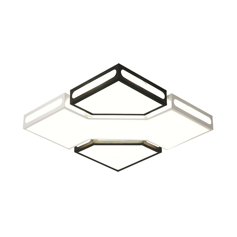 Black and White Square Box Flush Lamp Modernity LED Acrylic Ceiling Light Fixture in White/3 Color Light Clearhalo 'Ceiling Lights' 'Close To Ceiling Lights' 'Close to ceiling' 'Flush mount' Lighting' 292335