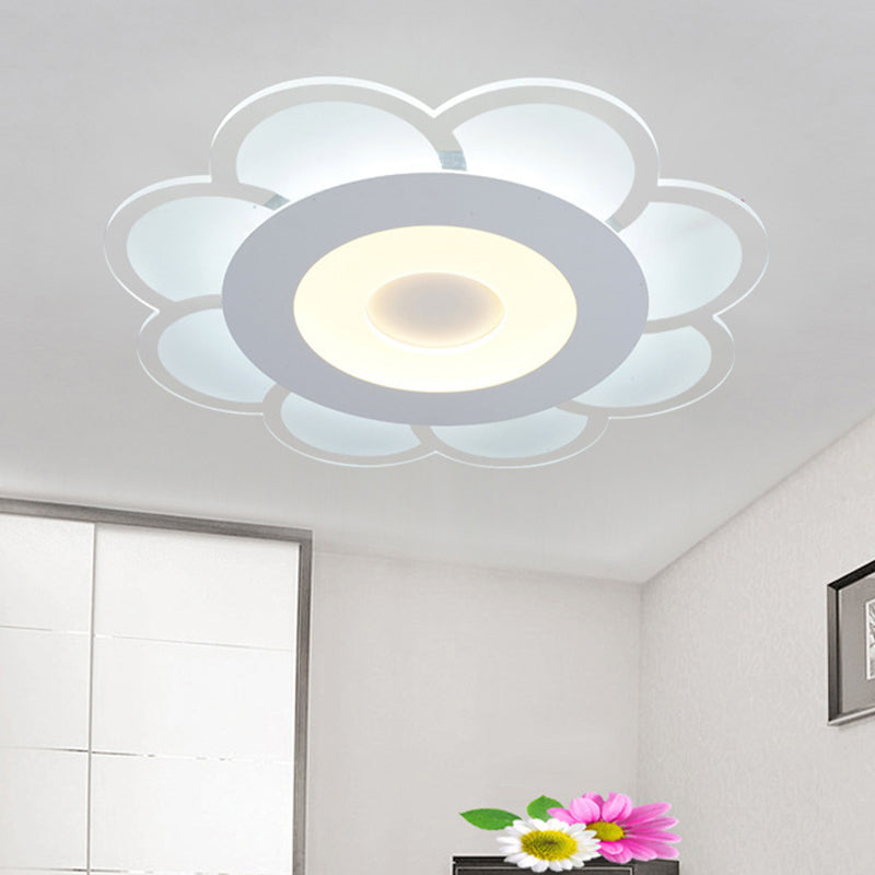 8"/16.5"/20.5" W White 8-Petal Flush Mount Ceiling Light Nordic Frosted Acrylic LED Flush Lamp in Warm/White Light White White Clearhalo 'Ceiling Lights' 'Close To Ceiling Lights' 'Close to ceiling' 'Flush mount' Lighting' 292380