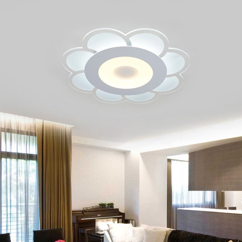 8"/16.5"/20.5" W White 8-Petal Flush Mount Ceiling Light Nordic Frosted Acrylic LED Flush Lamp in Warm/White Light Clearhalo 'Ceiling Lights' 'Close To Ceiling Lights' 'Close to ceiling' 'Flush mount' Lighting' 292381