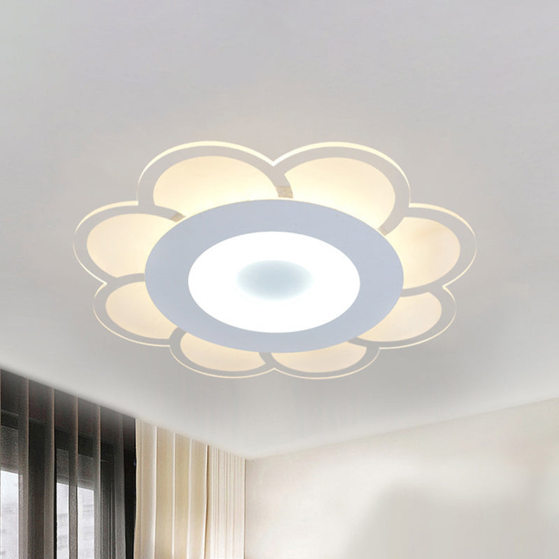 8"/16.5"/20.5" W White 8-Petal Flush Mount Ceiling Light Nordic Frosted Acrylic LED Flush Lamp in Warm/White Light White Warm Clearhalo 'Ceiling Lights' 'Close To Ceiling Lights' 'Close to ceiling' 'Flush mount' Lighting' 292382