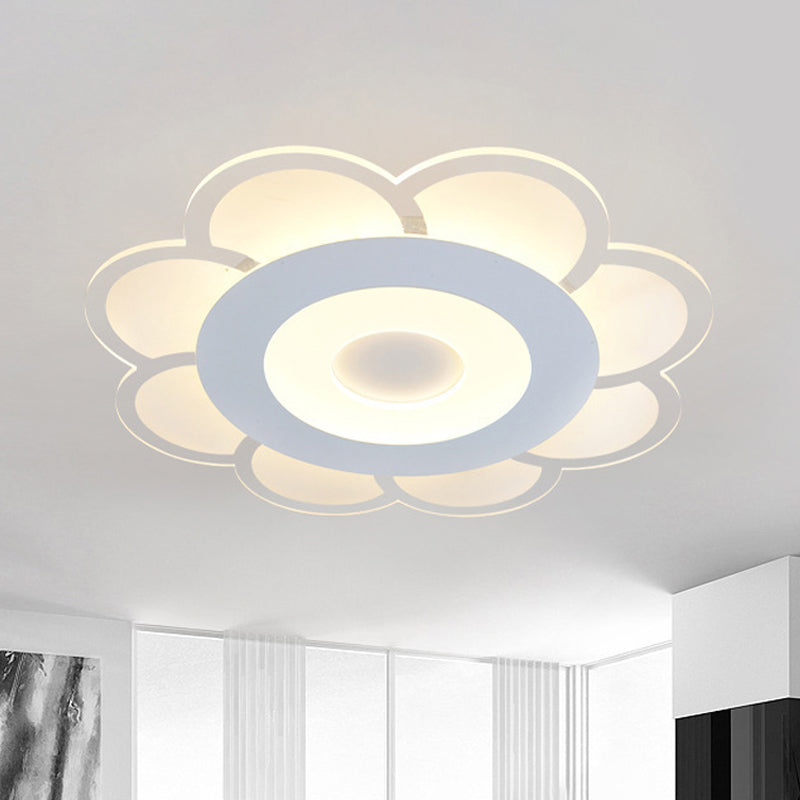 8"/16.5"/20.5" W White 8-Petal Flush Mount Ceiling Light Nordic Frosted Acrylic LED Flush Lamp in Warm/White Light Clearhalo 'Ceiling Lights' 'Close To Ceiling Lights' 'Close to ceiling' 'Flush mount' Lighting' 292383