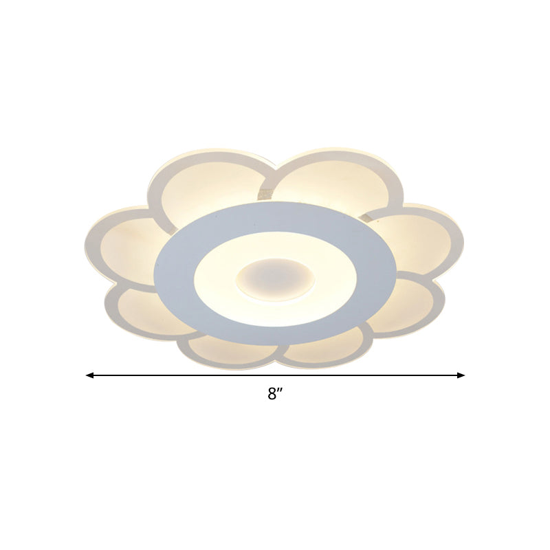 8"/16.5"/20.5" W White 8-Petal Flush Mount Ceiling Light Nordic Frosted Acrylic LED Flush Lamp in Warm/White Light Clearhalo 'Ceiling Lights' 'Close To Ceiling Lights' 'Close to ceiling' 'Flush mount' Lighting' 292385