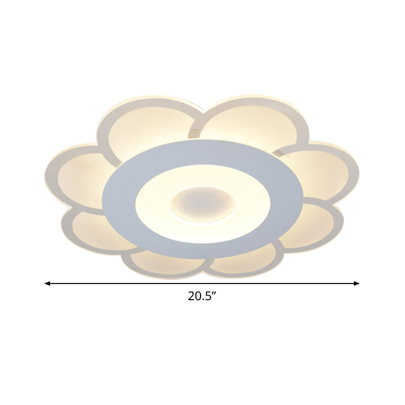 8"/16.5"/20.5" W White 8-Petal Flush Mount Ceiling Light Nordic Frosted Acrylic LED Flush Lamp in Warm/White Light Clearhalo 'Ceiling Lights' 'Close To Ceiling Lights' 'Close to ceiling' 'Flush mount' Lighting' 292387