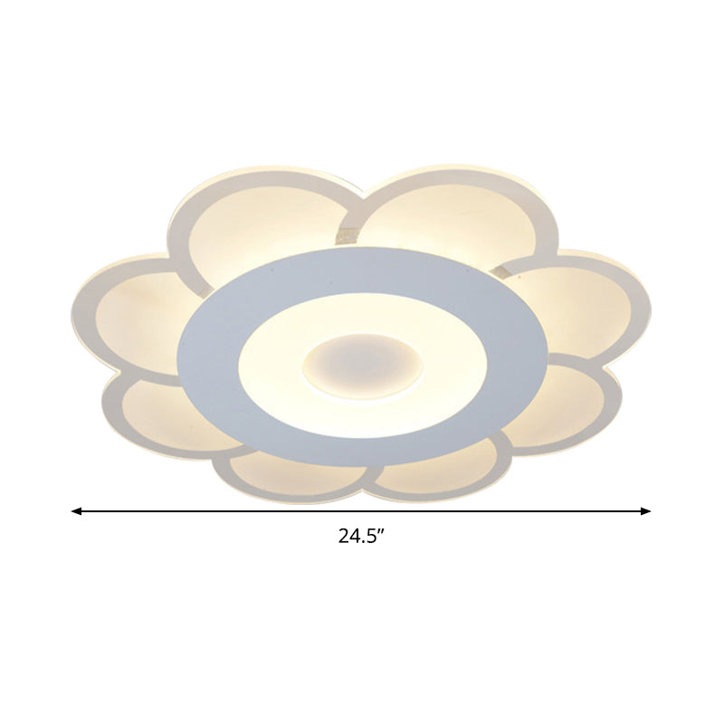 8"/16.5"/20.5" W White 8-Petal Flush Mount Ceiling Light Nordic Frosted Acrylic LED Flush Lamp in Warm/White Light Clearhalo 'Ceiling Lights' 'Close To Ceiling Lights' 'Close to ceiling' 'Flush mount' Lighting' 292388
