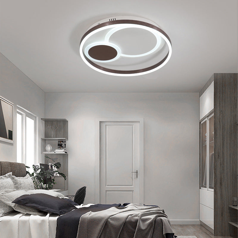 16"/19.5" Dia Metal Orbit Ceiling Flush Light Modern Coffee LED Flushmount in Warm/White Light/Remote Control Stepless Dimming Clearhalo 'Ceiling Lights' 'Close To Ceiling Lights' 'Close to ceiling' 'Flush mount' Lighting' 292400
