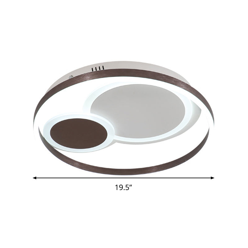 16"/19.5" Dia Metal Orbit Ceiling Flush Light Modern Coffee LED Flushmount in Warm/White Light/Remote Control Stepless Dimming Clearhalo 'Ceiling Lights' 'Close To Ceiling Lights' 'Close to ceiling' 'Flush mount' Lighting' 292404