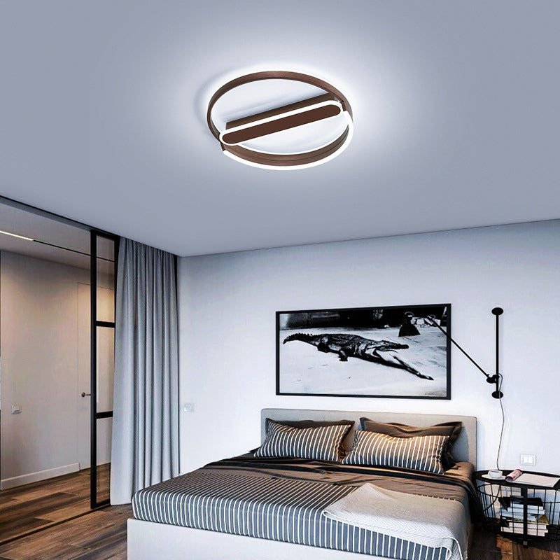 Coffee Halo Ring Flush Lighting 16"/19.5" Dia Simple LED Metallic Ceiling Mount Fixture in Warm/White Light/Remote Control Stepless Dimming Coffee White Clearhalo 'Ceiling Lights' 'Close To Ceiling Lights' 'Close to ceiling' 'Flush mount' Lighting' 292471