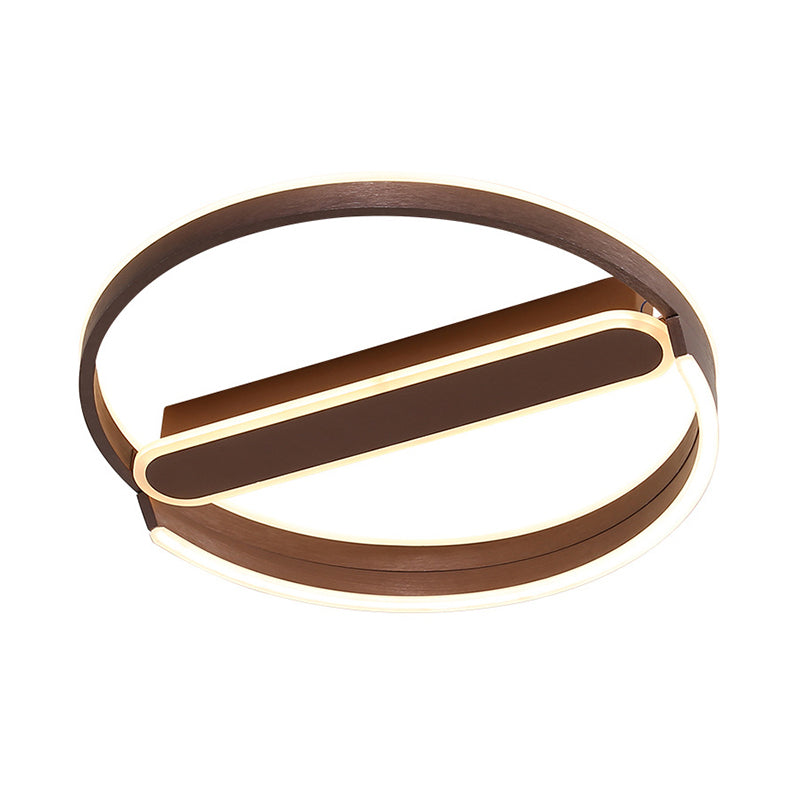 Coffee Halo Ring Flush Lighting 16"/19.5" Dia Simple LED Metallic Ceiling Mount Fixture in Warm/White Light/Remote Control Stepless Dimming Clearhalo 'Ceiling Lights' 'Close To Ceiling Lights' 'Close to ceiling' 'Flush mount' Lighting' 292472