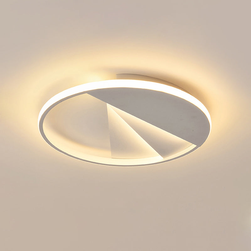 18"/21.5" Dia Round Cutting LED Ceiling Lamp Simple Aluminum White Flush Mount Fixture in Warm/White/3 Color Light White Clearhalo 'Ceiling Lights' 'Close To Ceiling Lights' 'Close to ceiling' 'Flush mount' Lighting' 292475