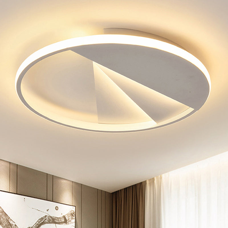 18"/21.5" Dia Round Cutting LED Ceiling Lamp Simple Aluminum White Flush Mount Fixture in Warm/White/3 Color Light Clearhalo 'Ceiling Lights' 'Close To Ceiling Lights' 'Close to ceiling' 'Flush mount' Lighting' 292477