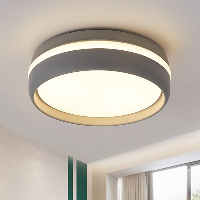 Small Black/Grey Drum Flush Mount Light Simple Integrated LED Acrylic Ceiling Lamp Kit in Warm/White Light Clearhalo 'Ceiling Lights' 'Close To Ceiling Lights' 'Close to ceiling' 'Flush mount' Lighting' 292496