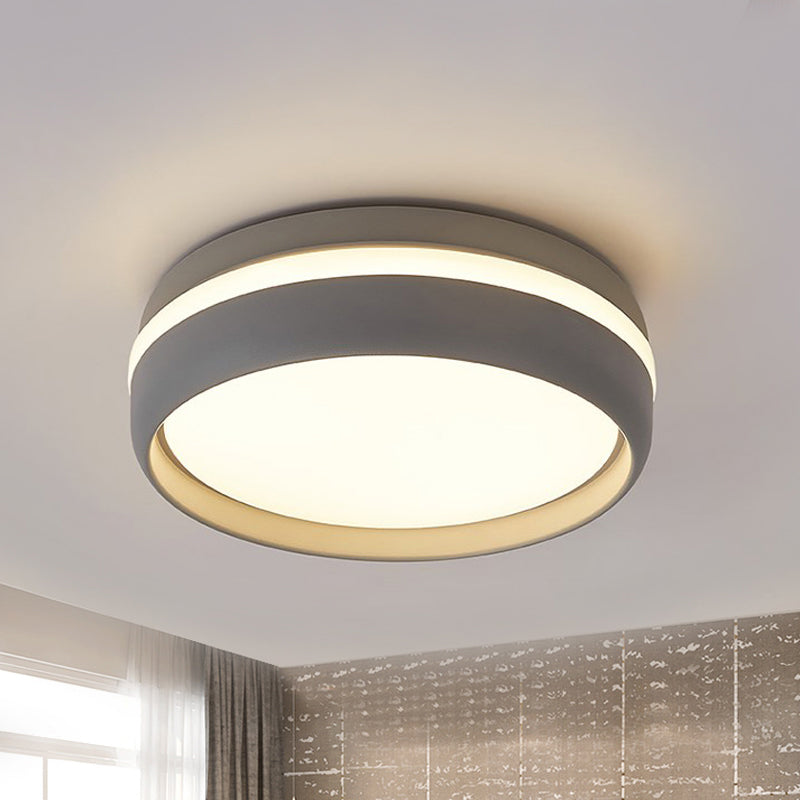 Small Black/Grey Drum Flush Mount Light Simple Integrated LED Acrylic Ceiling Lamp Kit in Warm/White Light Clearhalo 'Ceiling Lights' 'Close To Ceiling Lights' 'Close to ceiling' 'Flush mount' Lighting' 292497