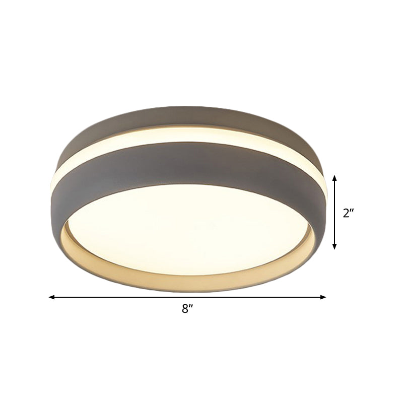 Small Black/Grey Drum Flush Mount Light Simple Integrated LED Acrylic Ceiling Lamp Kit in Warm/White Light Clearhalo 'Ceiling Lights' 'Close To Ceiling Lights' 'Close to ceiling' 'Flush mount' Lighting' 292500