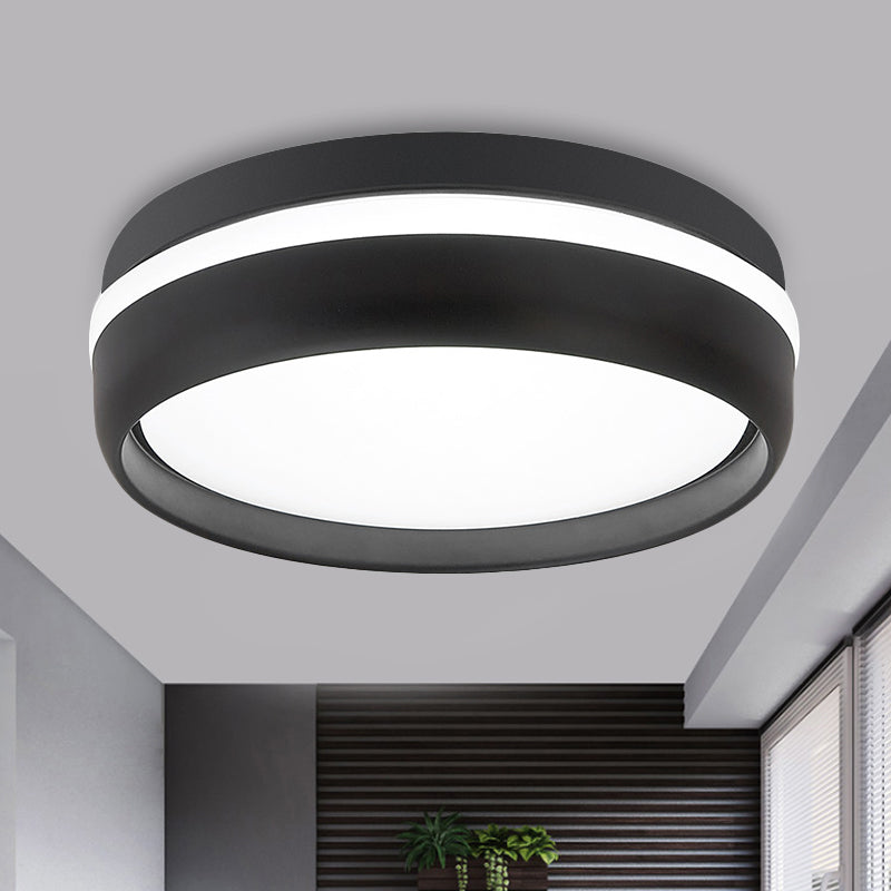 Small Black/Grey Drum Flush Mount Light Simple Integrated LED Acrylic Ceiling Lamp Kit in Warm/White Light Black White Clearhalo 'Ceiling Lights' 'Close To Ceiling Lights' 'Close to ceiling' 'Flush mount' Lighting' 292502
