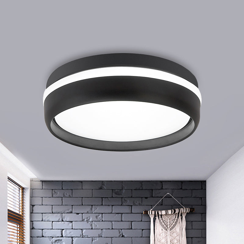 Small Black/Grey Drum Flush Mount Light Simple Integrated LED Acrylic Ceiling Lamp Kit in Warm/White Light Clearhalo 'Ceiling Lights' 'Close To Ceiling Lights' 'Close to ceiling' 'Flush mount' Lighting' 292503