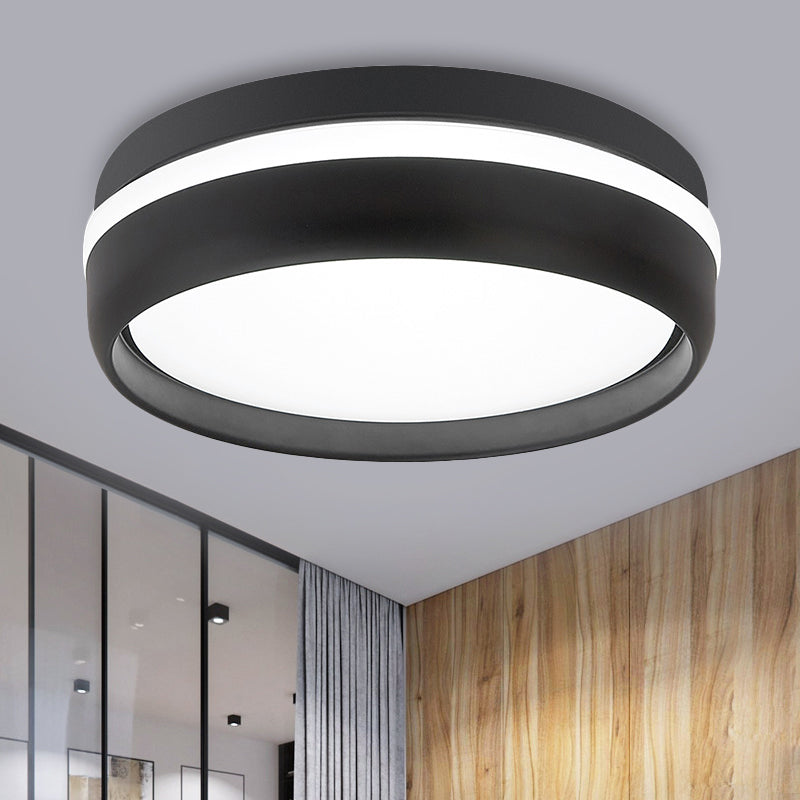 Small Black/Grey Drum Flush Mount Light Simple Integrated LED Acrylic Ceiling Lamp Kit in Warm/White Light Clearhalo 'Ceiling Lights' 'Close To Ceiling Lights' 'Close to ceiling' 'Flush mount' Lighting' 292504
