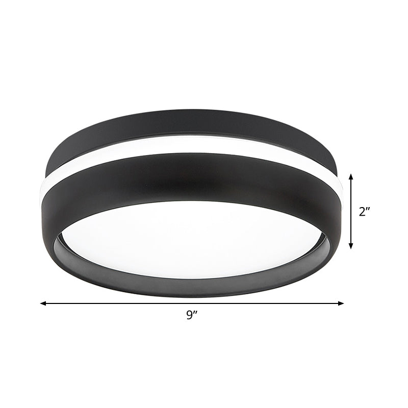 Small Black/Grey Drum Flush Mount Light Simple Integrated LED Acrylic Ceiling Lamp Kit in Warm/White Light Clearhalo 'Ceiling Lights' 'Close To Ceiling Lights' 'Close to ceiling' 'Flush mount' Lighting' 292507