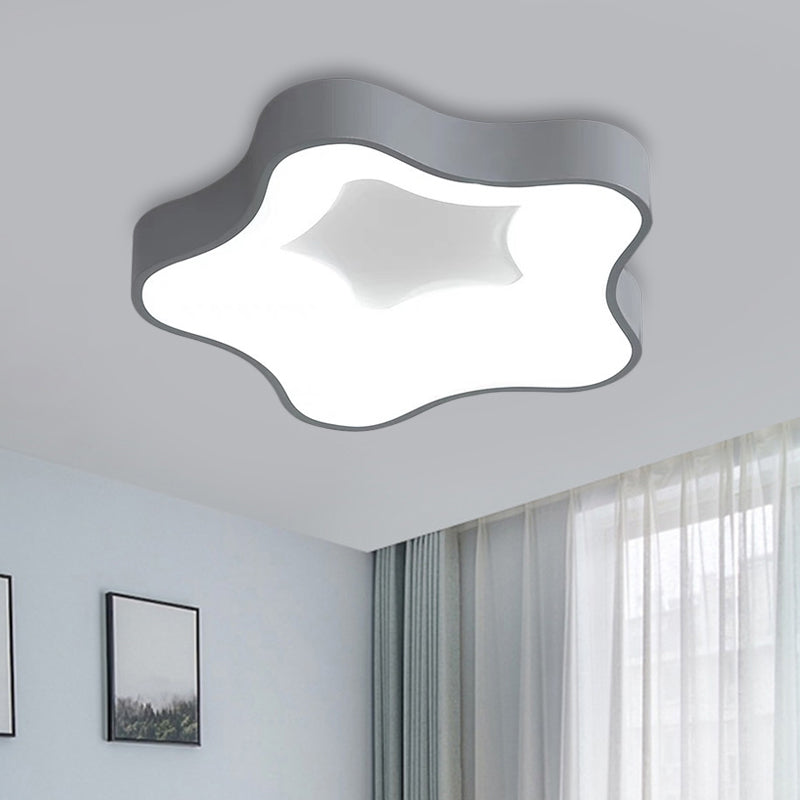 LED Bedroom Flush Lighting Nordic Star Metal Ceiling Lamp Kit in Grey, Warm/White Light Grey White Clearhalo 'Ceiling Lights' 'Close To Ceiling Lights' 'Close to ceiling' 'Flush mount' Lighting' 292559