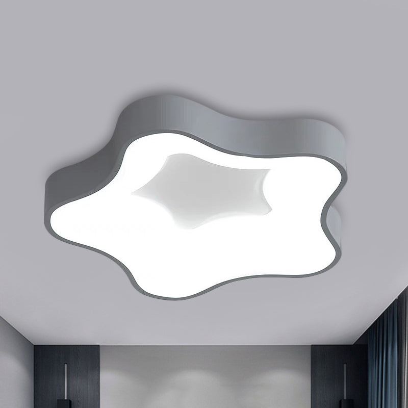 LED Bedroom Flush Lighting Nordic Star Metal Ceiling Lamp Kit in Grey, Warm/White Light Clearhalo 'Ceiling Lights' 'Close To Ceiling Lights' 'Close to ceiling' 'Flush mount' Lighting' 292560