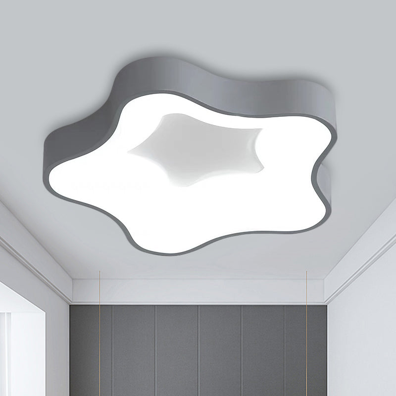 LED Bedroom Flush Lighting Nordic Star Metal Ceiling Lamp Kit in Grey, Warm/White Light Clearhalo 'Ceiling Lights' 'Close To Ceiling Lights' 'Close to ceiling' 'Flush mount' Lighting' 292561