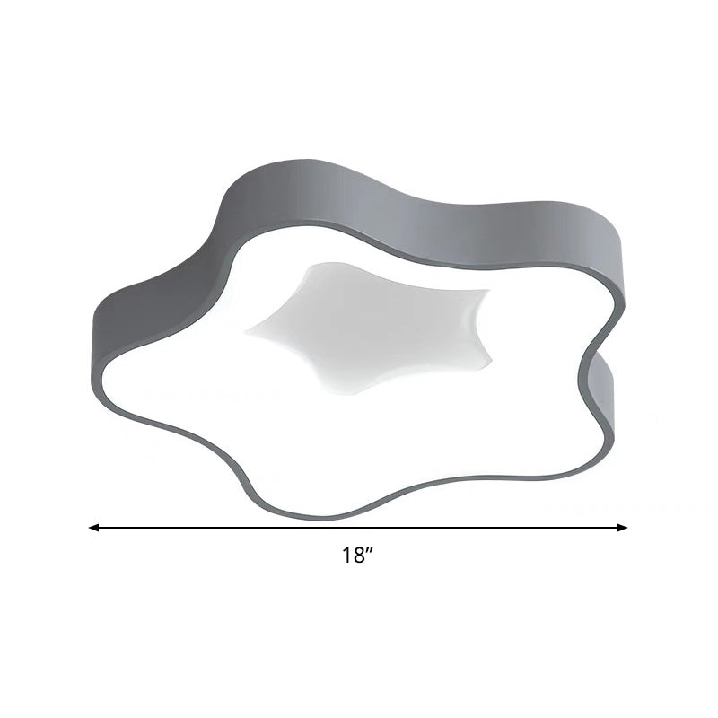 LED Bedroom Flush Lighting Nordic Star Metal Ceiling Lamp Kit in Grey, Warm/White Light Clearhalo 'Ceiling Lights' 'Close To Ceiling Lights' 'Close to ceiling' 'Flush mount' Lighting' 292564