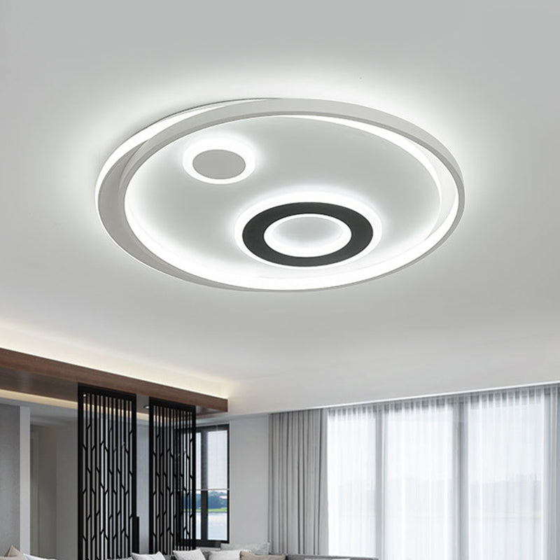 18"/21.5" Dia Circular LED Flush Lamp Kit Modern Stylish Metallic White Flush Mount Ceiling Light in Warm/White Light White White Clearhalo 'Ceiling Lights' 'Close To Ceiling Lights' 'Close to ceiling' 'Flush mount' Lighting' 292572