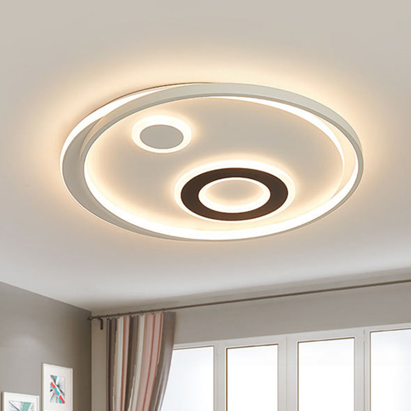 18"/21.5" Dia Circular LED Flush Lamp Kit Modern Stylish Metallic White Flush Mount Ceiling Light in Warm/White Light White Warm Clearhalo 'Ceiling Lights' 'Close To Ceiling Lights' 'Close to ceiling' 'Flush mount' Lighting' 292574