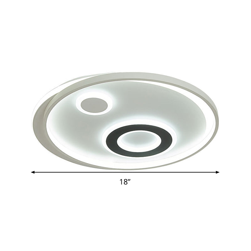 18"/21.5" Dia Circular LED Flush Lamp Kit Modern Stylish Metallic White Flush Mount Ceiling Light in Warm/White Light Clearhalo 'Ceiling Lights' 'Close To Ceiling Lights' 'Close to ceiling' 'Flush mount' Lighting' 292577