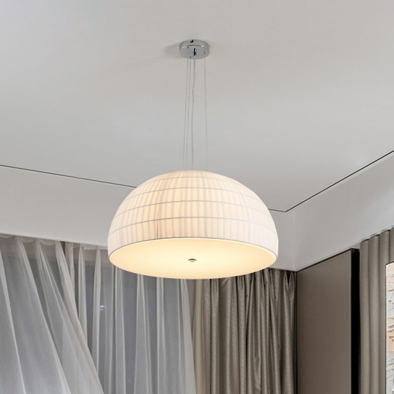 Fabric Dome Hanging Ceiling Light Modern 4 Lights White Chandelier Light Fixture Clearhalo 'Ceiling Lights' 'Chandeliers' 'Modern Chandeliers' 'Modern' Lighting' 292641