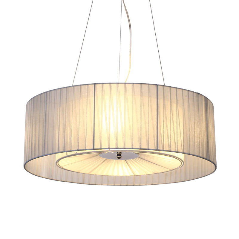4 Lights Dining Room Chandelier Lighting Modernism Light Blue Pendant Light Fixture with Round Fabric Shade Clearhalo 'Ceiling Lights' 'Chandeliers' 'Modern Chandeliers' 'Modern' Lighting' 292659