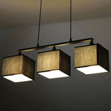 Black Cubic Island Chandelier Light Contemporary 3 Heads Fabric Hanging Light Kit Black Clearhalo 'Ceiling Lights' 'Island Lights' Lighting' 292733