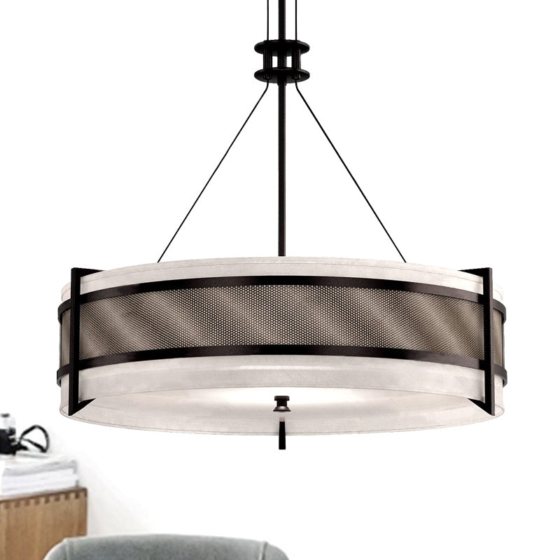 Round Fabric Chandelier Light Modernism Black LED Hanging Ceiling Light for Living Room Clearhalo 'Ceiling Lights' 'Chandeliers' 'Modern Chandeliers' 'Modern' Lighting' 292751
