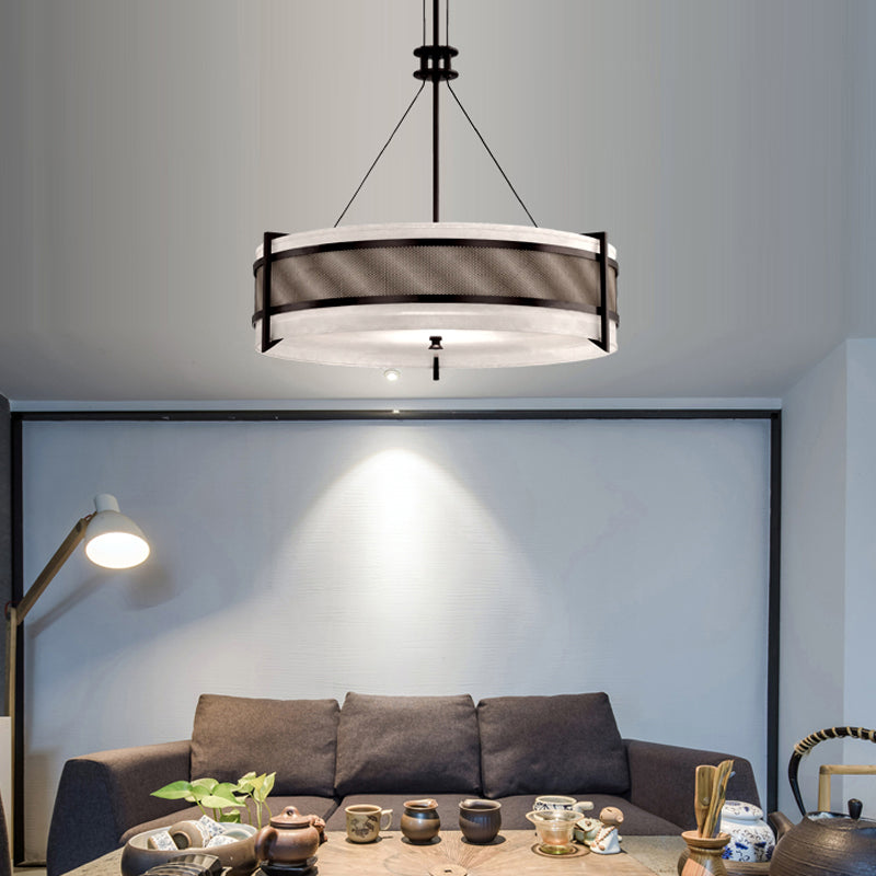 Round Fabric Chandelier Light Modernism Black LED Hanging Ceiling Light for Living Room Clearhalo 'Ceiling Lights' 'Chandeliers' 'Modern Chandeliers' 'Modern' Lighting' 292752