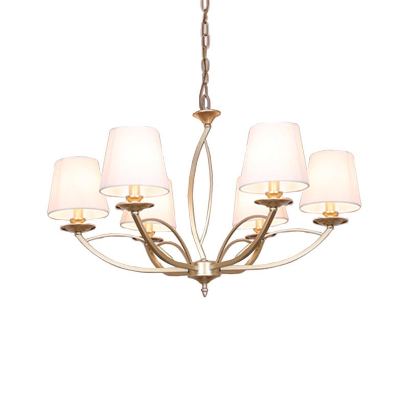 Barrel Fabric Chandelier Lighting Fixture Contemporary 4/6/8 Heads White Suspension Light Clearhalo 'Ceiling Lights' 'Chandeliers' Lighting' options 292773