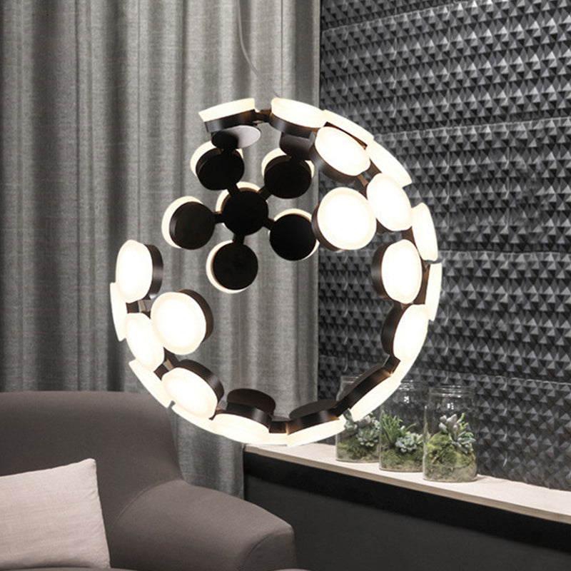 Globe Chandelier Lighting Modern Acrylic Black LED Pendant Light Fixture for Dining Room Black Clearhalo 'Ceiling Lights' 'Chandeliers' 'Modern Chandeliers' 'Modern' Lighting' 292873