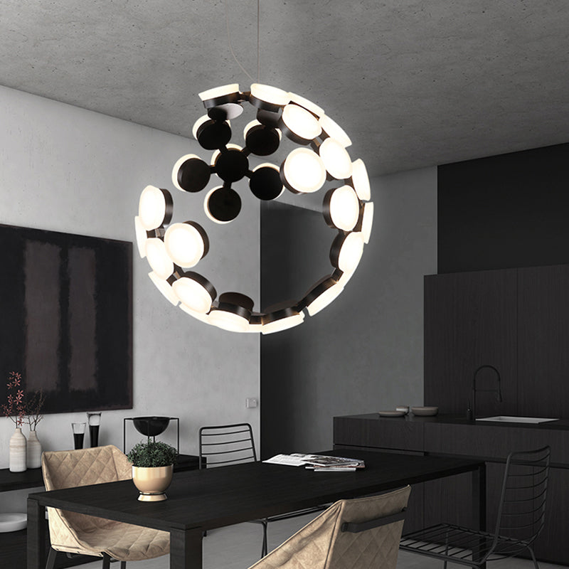 Globe Chandelier Lighting Modern Acrylic Black LED Pendant Light Fixture for Dining Room Clearhalo 'Ceiling Lights' 'Chandeliers' 'Modern Chandeliers' 'Modern' Lighting' 292875