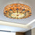 Bedroom Ceiling Lights Tiffany, 4 Lights Drum Flushmount Lighting with Peacock Pattern and Art Glass Shade Blue Clearhalo 'Ceiling Lights' 'Close To Ceiling Lights' 'Close to ceiling' 'Flush mount' Lighting' 2928