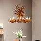 Faux Antler Resin Chandelier Lighting Cottage 9/12 Heads Restaurant Hanging Pendant Light in Brown Clearhalo 'Ceiling Lights' 'Chandeliers' Lighting' options 292958